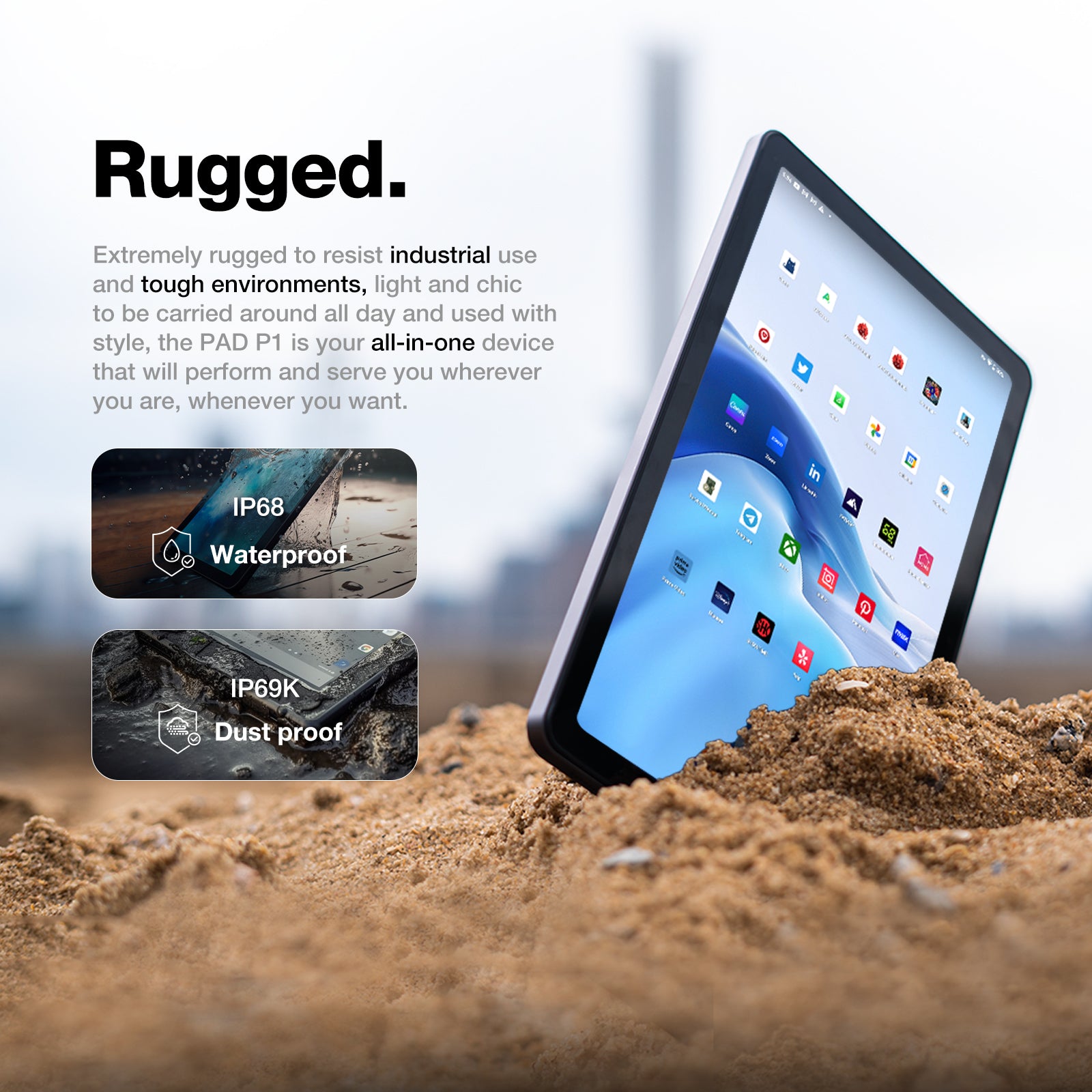 AGM PAD P1 | Tablet resistente 4G LTE | Chipset potente | Impermeabile | Leggero | Ampio display 1200*2000 FHD | Batteria grande | Android 13