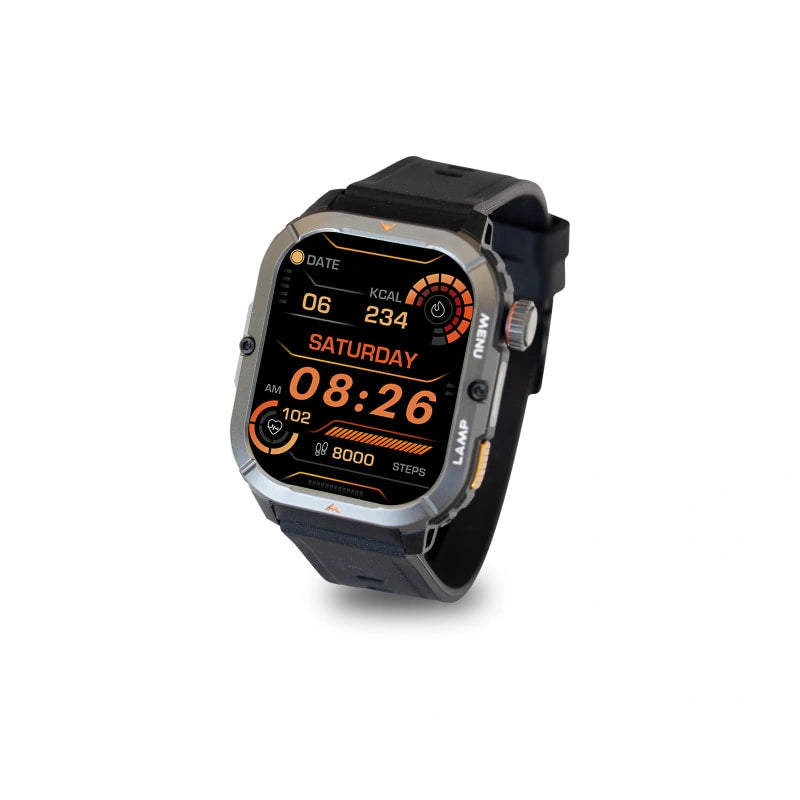 AGM Legion 3 | Smartwatch | Display OLED | Batteria 500mAh | Chiamate Bluetooth | Monitoraggio Frequenza Cardiaca | Impermeabile 5ATM | Torcia LED | Orologio Sportivo Robusto Quadrato