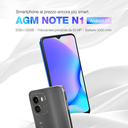 AGM NOTE N1 | Fotocamera AI Dual da 50MP | Display da 90Hz | Android 13 | Batteria potente | 8GB RAM + 128GB ROM