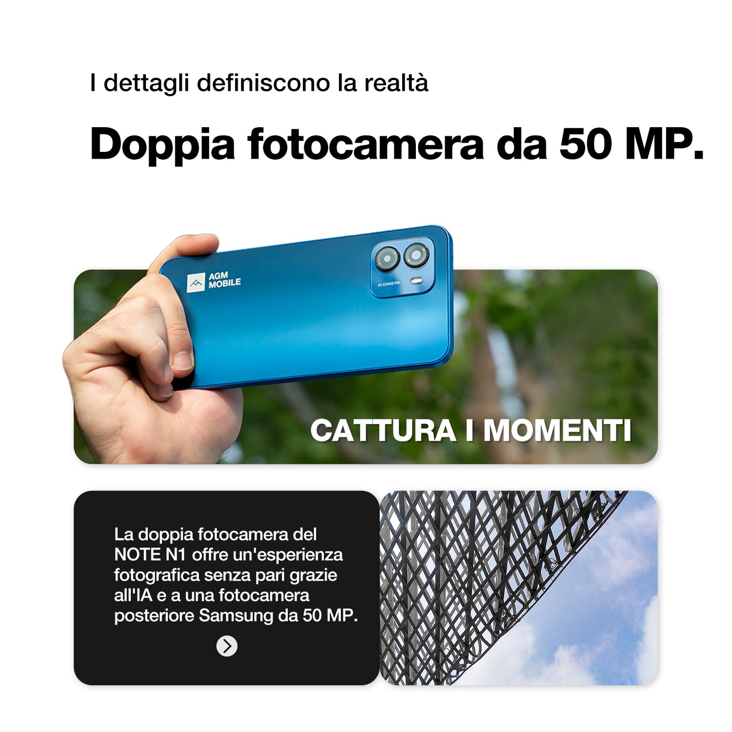 AGM NOTE N1 | Fotocamera AI Dual da 50MP | Display da 90Hz | Android 13 | Batteria potente | 8GB RAM + 128GB ROM