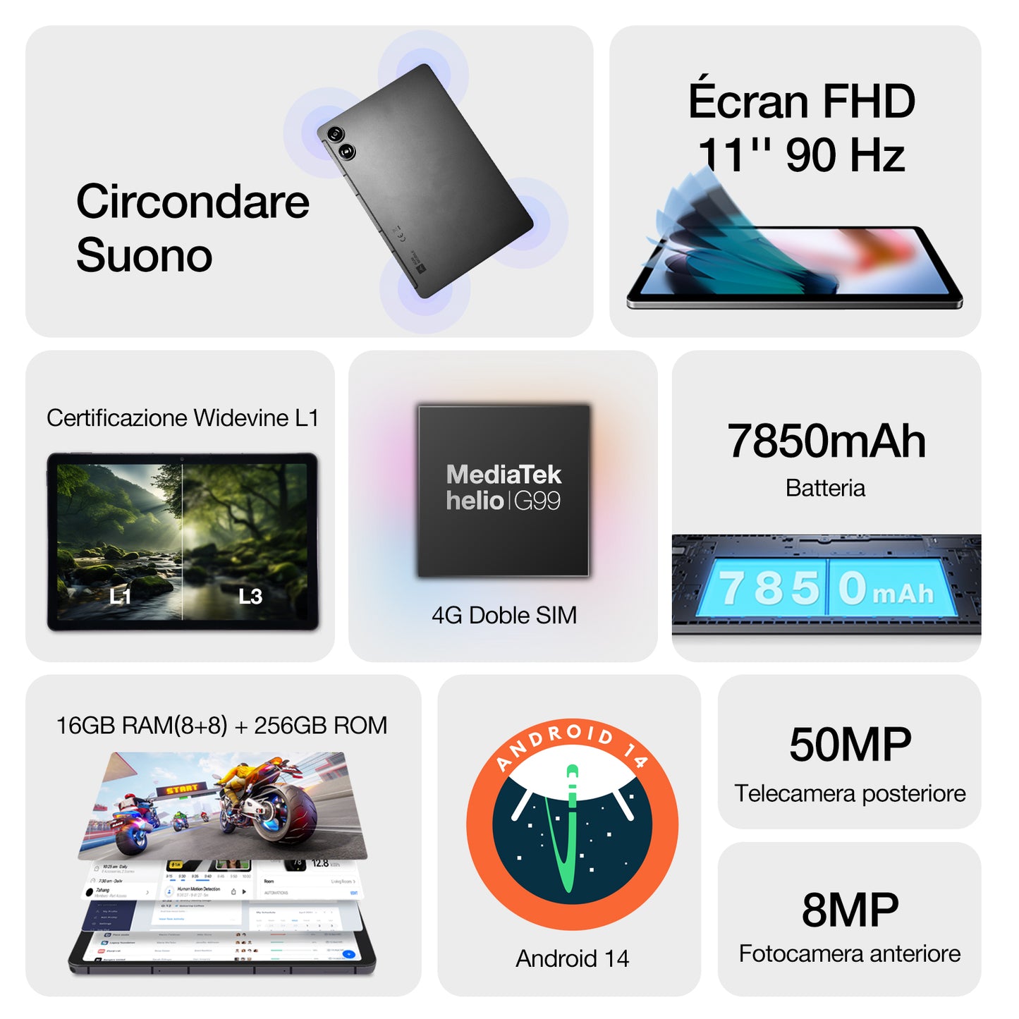 AGM PAD P2 | 4G LTE | Leggero e Sottile | Widevine L1 | Chipset Potente | Android 14