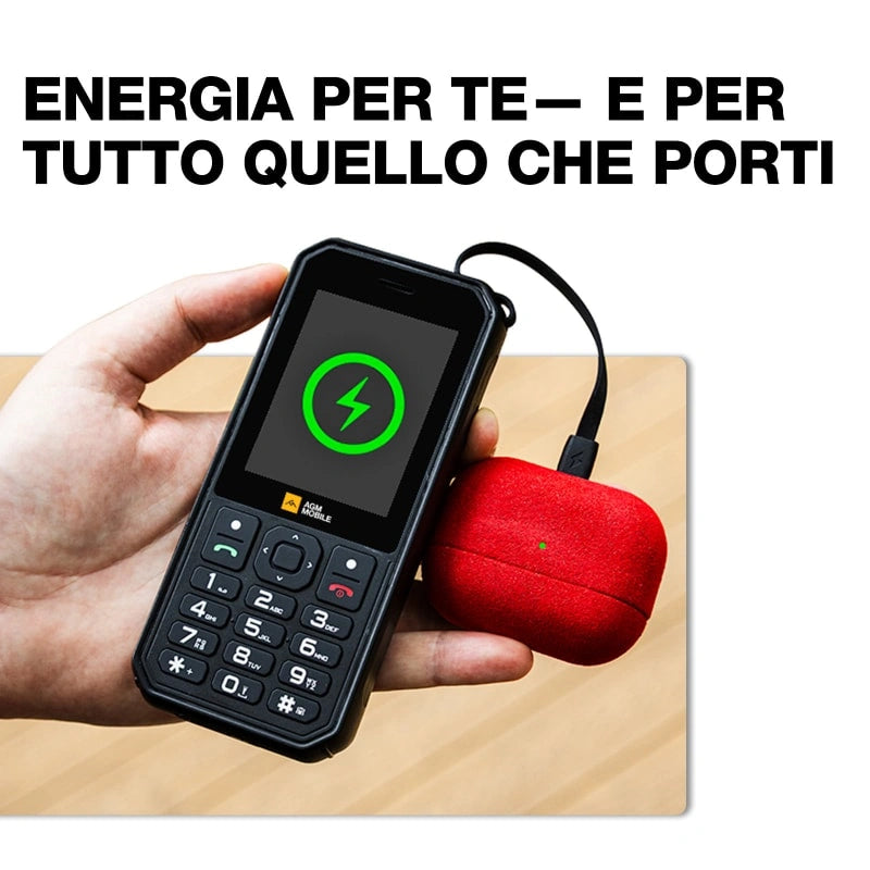AGM M11｜Power Bank Robusto con Telefono｜Ricarica Inversa Cablata｜Hotspot WiFi 4G｜Batteria 4000mAh｜Supporto Cloud Phone｜Radio FM｜Jack 3.5mm｜Memoria Espandibile fino a 128GB