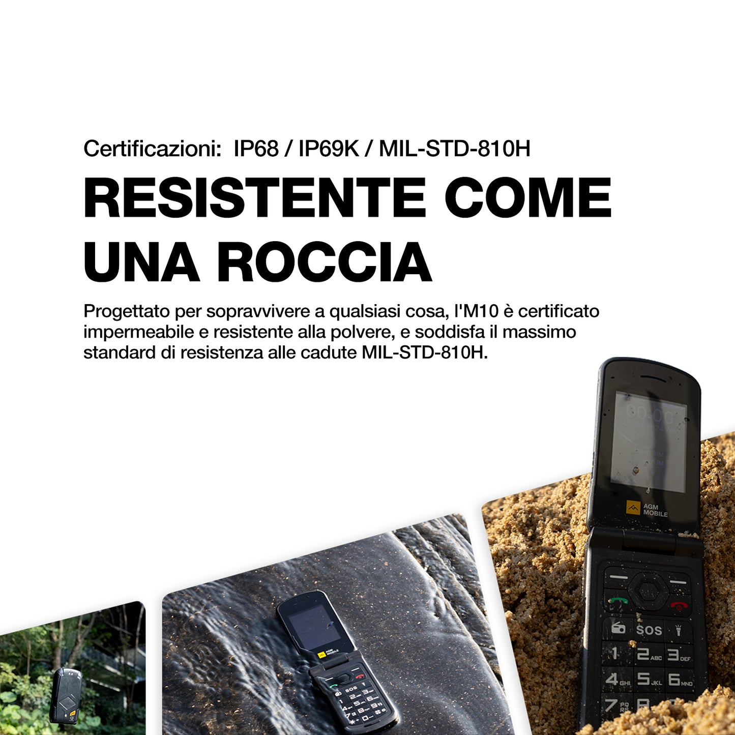 AGM M10｜Avvisi LED intelligenti｜Dual SIM｜Tasto di emergenza SOS｜Altoparlante potente