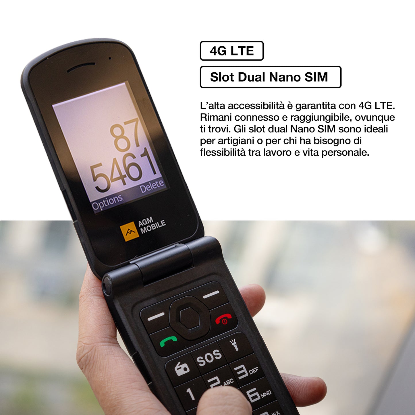 AGM M10｜Avvisi LED intelligenti｜Dual SIM｜Tasto di emergenza SOS｜Altoparlante potente