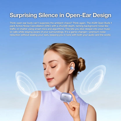 AGM Open Buds 1 | Design Open-Ear | ANC 25+3dB | Autonomia fino a 6 ore | Resistenza all'Acqua IPX4
