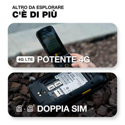 AGM M8 FLIP | Telefono flip robusto 4G | Tasto laterale SOS | Chiamata con un solo clic | Altoparlante potente | Batteria grande | Magazzino negli Stati Uniti