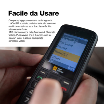 AGM M9 | Robusto | 2G | Ergonomico | Facile da usare | Chiamata rapida | Doppia SIM