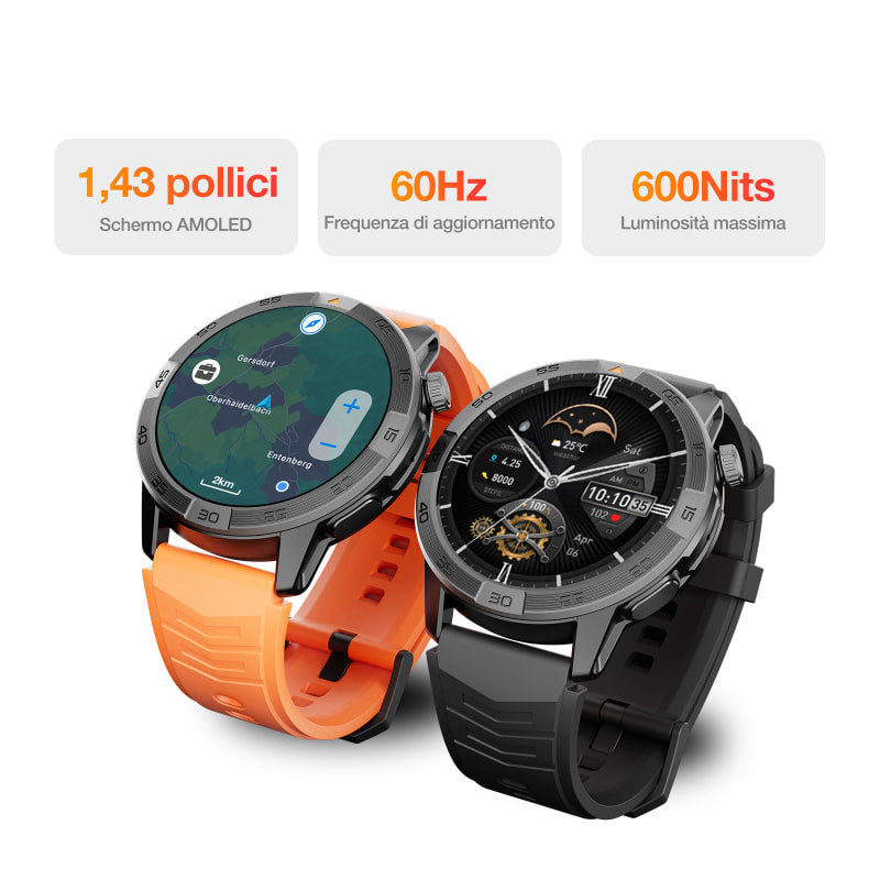 AGM Legion Pro | GPS | Mappe offline | 5ATM | Resistenza all'acqua IP68 | 100+ modalità sportive | Smartwatch