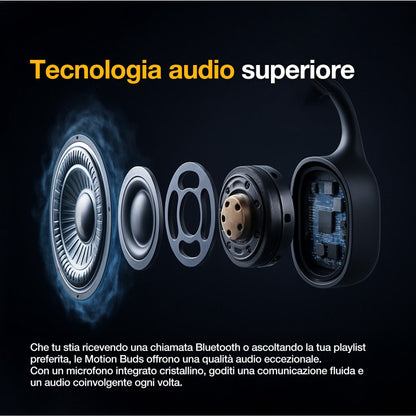 AGM Motion buds | IP68 Impermeabile | Cuffie per Allenamento in Acqua | Auricolari Bluetooth | Cuffie Senza Fili a Conduzione Ossea