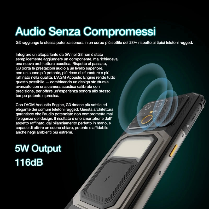 AGM G3 | Smartphone Robusto | 12GB+512GB | Batteria 10000mAh | Fotocamera Frontale 50MP | Display 120Hz | IP68 IP69K | Ricarica Wireless