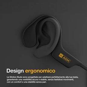 AGM Motion buds | IP68 Impermeabile | Cuffie per Allenamento in Acqua | Auricolari Bluetooth | Cuffie Senza Fili a Conduzione Ossea