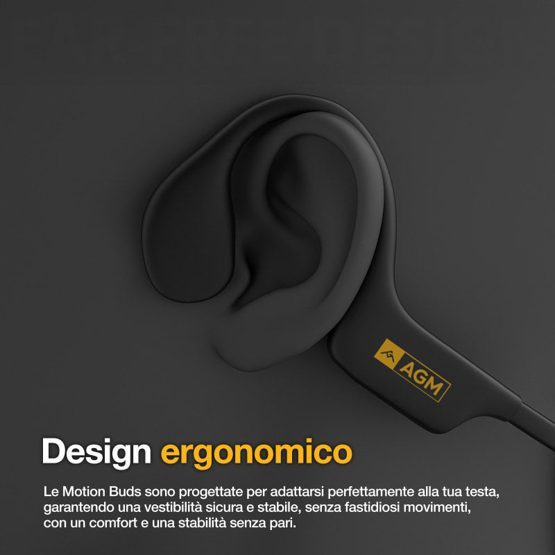 AGM Motion buds | IP68 Impermeabile | Cuffie per Allenamento in Acqua | Auricolari Bluetooth | Cuffie Senza Fili a Conduzione Ossea