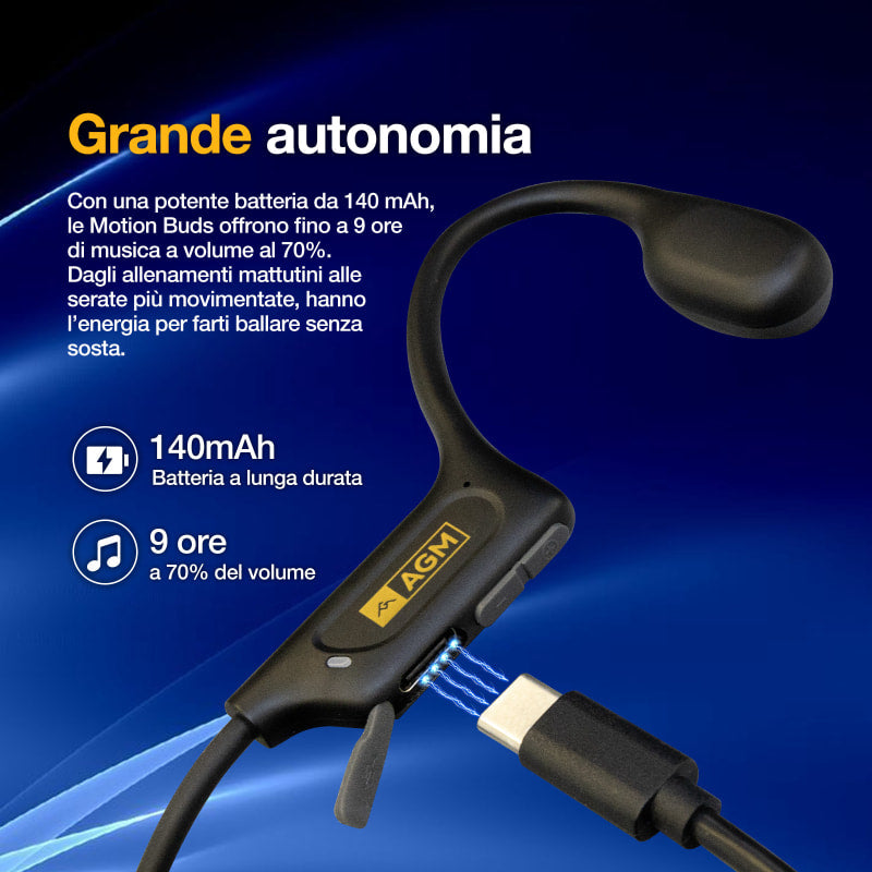 AGM Motion buds | IP68 Impermeabile | Cuffie per Allenamento in Acqua | Auricolari Bluetooth | Cuffie Senza Fili a Conduzione Ossea