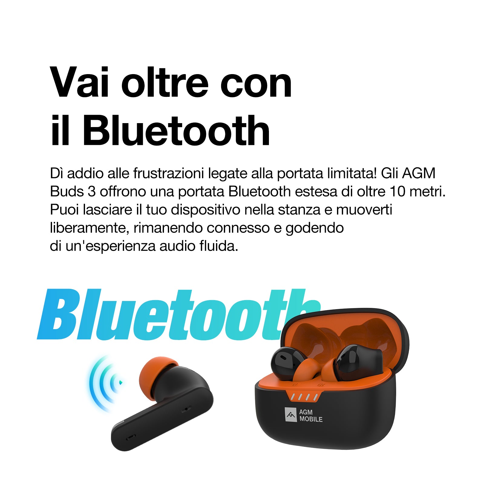 AGM BUDS 3 | ANC + ENC | Batteria a lunga durata | Leggeri e comodi | Controllo touch