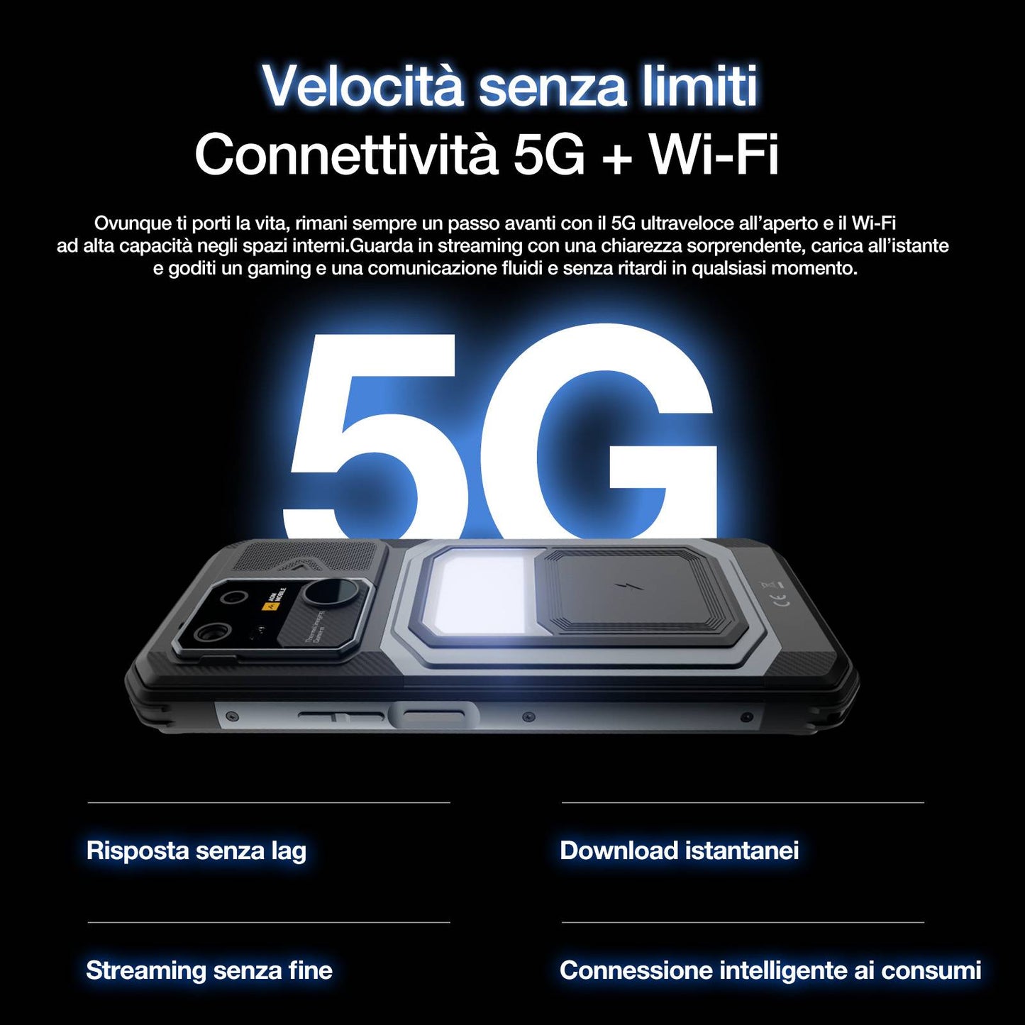 AGM G3 | Smartphone Robusto | 12GB+512GB | Batteria 10000mAh | Fotocamera Frontale 50MP | Display 120Hz | IP68 IP69K | Ricarica Wireless