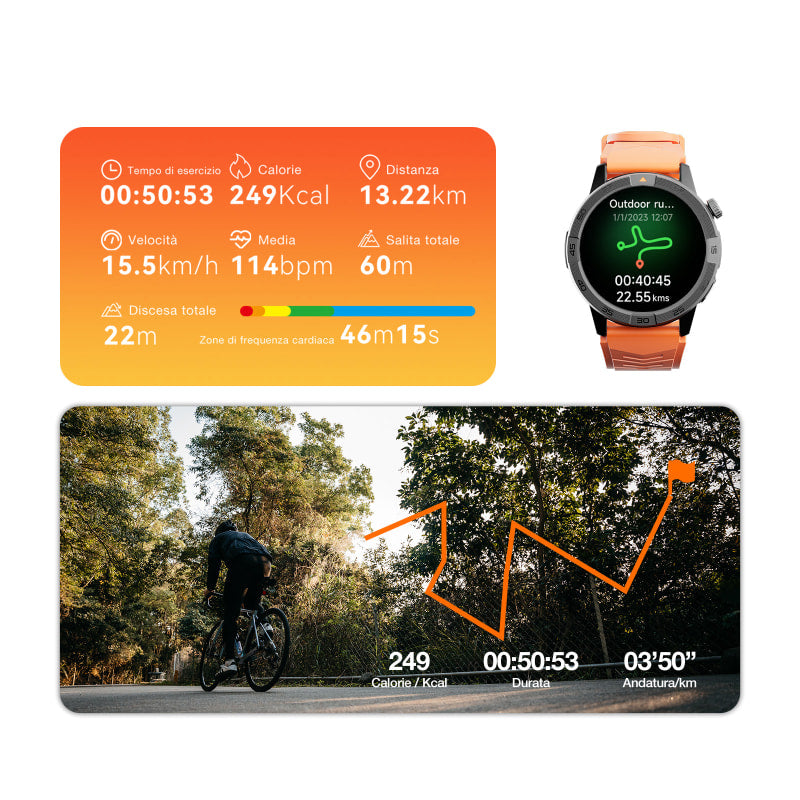 AGM Legion Pro | GPS | Mappe offline | 5ATM | Resistenza all'acqua IP68 | 100+ modalità sportive | Smartwatch