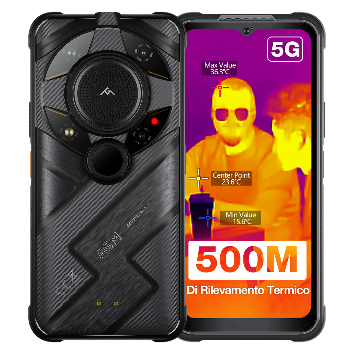 AGM G2 Guardian | Senza Contratto Rugged Smartphone 5G | Monoculare Termico a Lungo Raggio di Rilevamento: 500m | Android 12