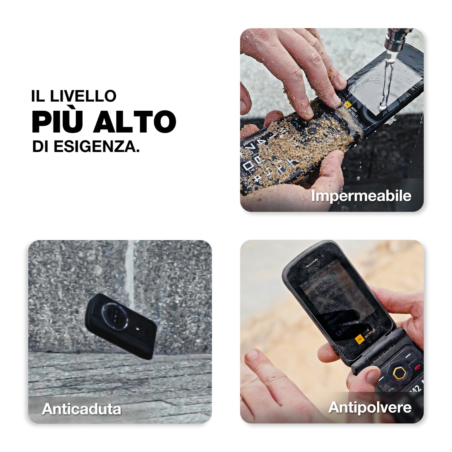 AGM M8 FLIP | Telefono flip robusto 4G | Tasto laterale SOS | Chiamata con un solo clic | Altoparlante potente | Batteria grande | Magazzino negli Stati Uniti