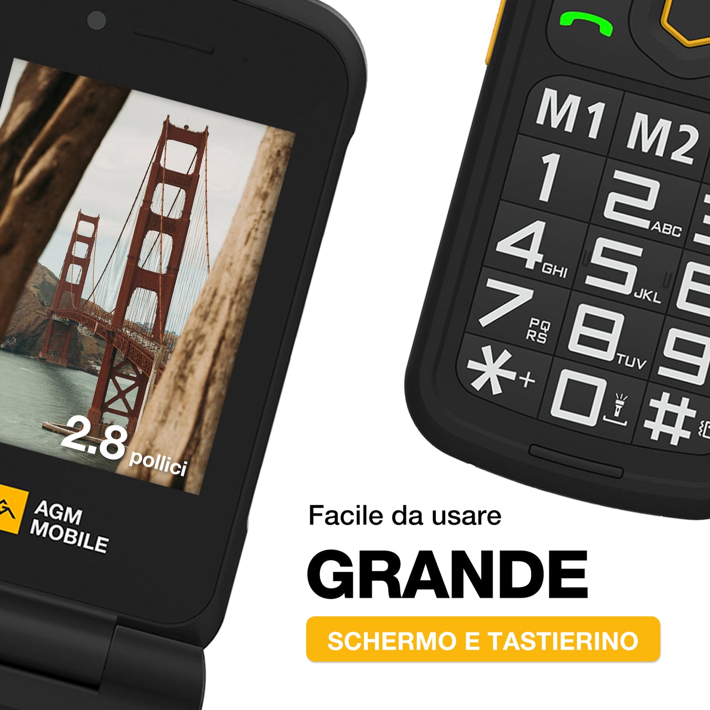 AGM M8 FLIP Security+ | Telefono flip resistente | Dati sicuri | Vulnerabilità ridotte | Nessun tracciamento