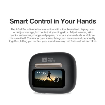 AGM Buds 9 | Custodia con Display Touch | Audio Full-Range da 13mm | ANC -25dB | Resistenza all'Acqua IPX4