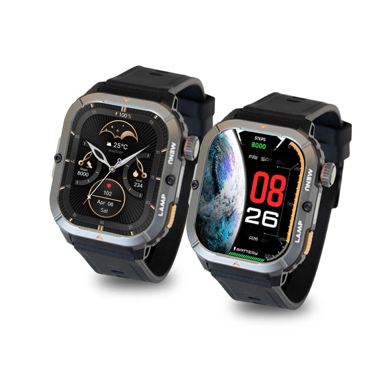 AGM Legion 3 | Smartwatch | Display OLED | Batteria 500mAh | Chiamate Bluetooth | Monitoraggio Frequenza Cardiaca | Impermeabile 5ATM | Torcia LED | Orologio Sportivo Robusto Quadrato