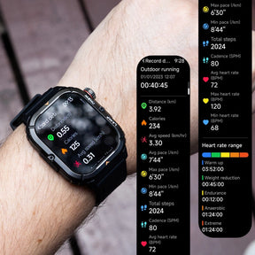 AGM Legion 3 | Smartwatch | Display OLED | Batteria 500mAh | Chiamate Bluetooth | Monitoraggio Frequenza Cardiaca | Impermeabile 5ATM | Torcia LED | Orologio Sportivo Robusto Quadrato