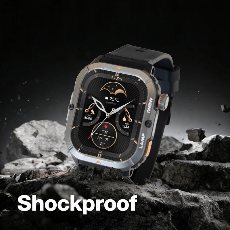 AGM Legion 3 | Smartwatch | Display OLED | Batteria 500mAh | Chiamate Bluetooth | Monitoraggio Frequenza Cardiaca | Impermeabile 5ATM | Torcia LED | Orologio Sportivo Robusto Quadrato