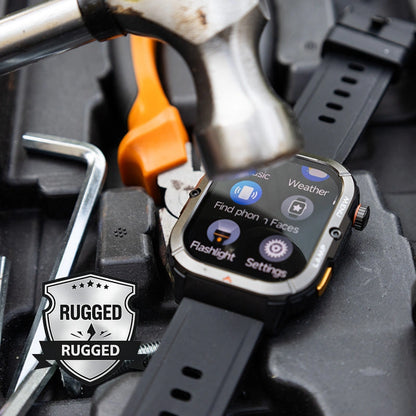 AGM Legion 3 | Smartwatch | Display OLED | Batteria 500mAh | Chiamate Bluetooth | Monitoraggio Frequenza Cardiaca | Impermeabile 5ATM | Torcia LED | Orologio Sportivo Robusto Quadrato