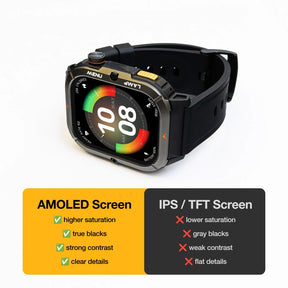 AGM Legion 3 | Smartwatch | Display OLED | Batteria 500mAh | Chiamate Bluetooth | Monitoraggio Frequenza Cardiaca | Impermeabile 5ATM | Torcia LED | Orologio Sportivo Robusto Quadrato