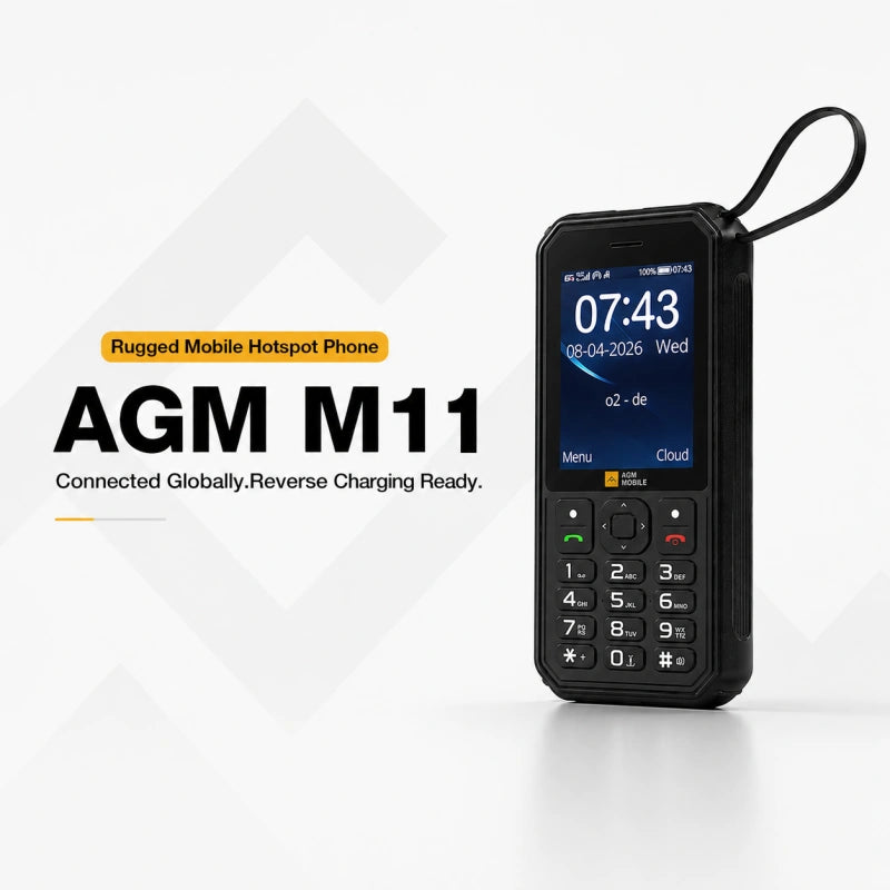 AGM M11 | Telefono MiFi 4G｜Hotspot Wi-Fi portatile｜Batteria da 4000 mAh｜Impermeabile IP68/IP69K｜Ricarica inversa via cavo｜Radio FM｜Jack da 3,5 mm