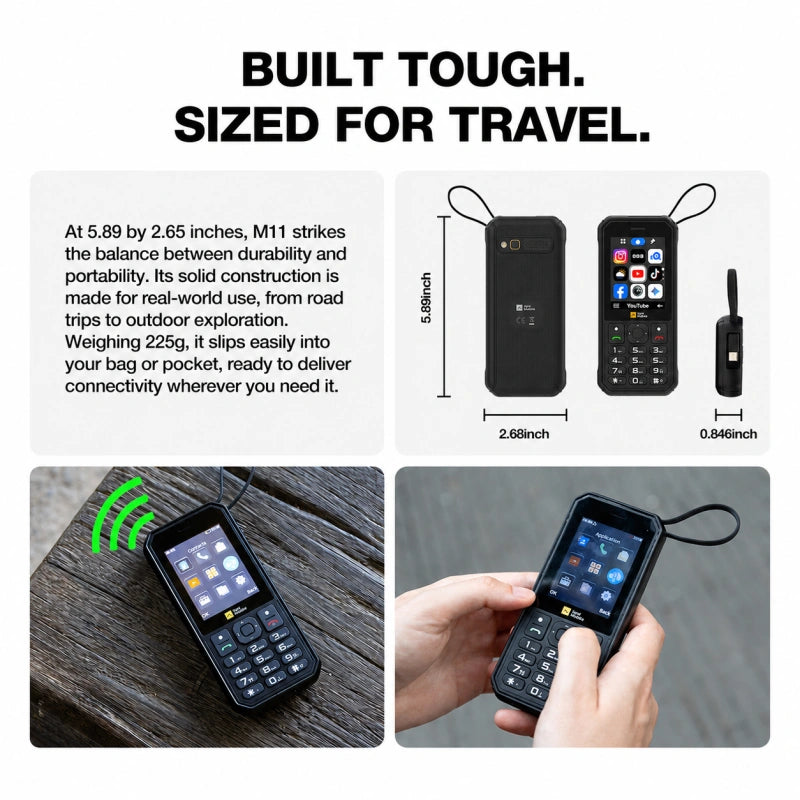 AGM M11 | Telefono MiFi 4G｜Hotspot Wi-Fi portatile｜Batteria da 4000 mAh｜Impermeabile IP68/IP69K｜Ricarica inversa via cavo｜Radio FM｜Jack da 3,5 mm