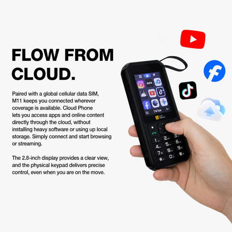 AGM M11 | Telefono MiFi 4G｜Hotspot Wi-Fi portatile｜Batteria da 4000 mAh｜Impermeabile IP68/IP69K｜Ricarica inversa via cavo｜Radio FM｜Jack da 3,5 mm