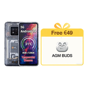 AGM X6 Phantom | Aspetto trasparente | Elegante | Smartphone robusto Octa-Core 5G | Rilevamento della temperatura multi-scena | Pulsante laterale personalizzabile | Fotocamera principale da 50 MP | Android 14