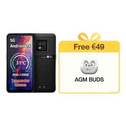 AGM X6 Phantom | Aspetto trasparente | Elegante | Smartphone robusto Octa-Core 5G | Rilevamento della temperatura multi-scena | Pulsante laterale personalizzabile | Fotocamera principale da 50 MP | Android 14