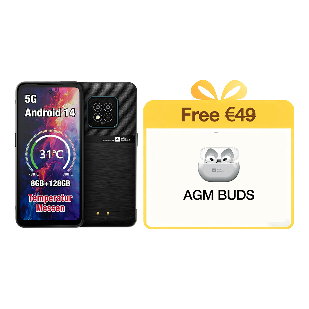 AGM X6 Phantom | Aspetto trasparente | Elegante | Smartphone robusto Octa-Core 5G | Rilevamento della temperatura multi-scena | Pulsante laterale personalizzabile | Fotocamera principale da 50 MP | Android 14